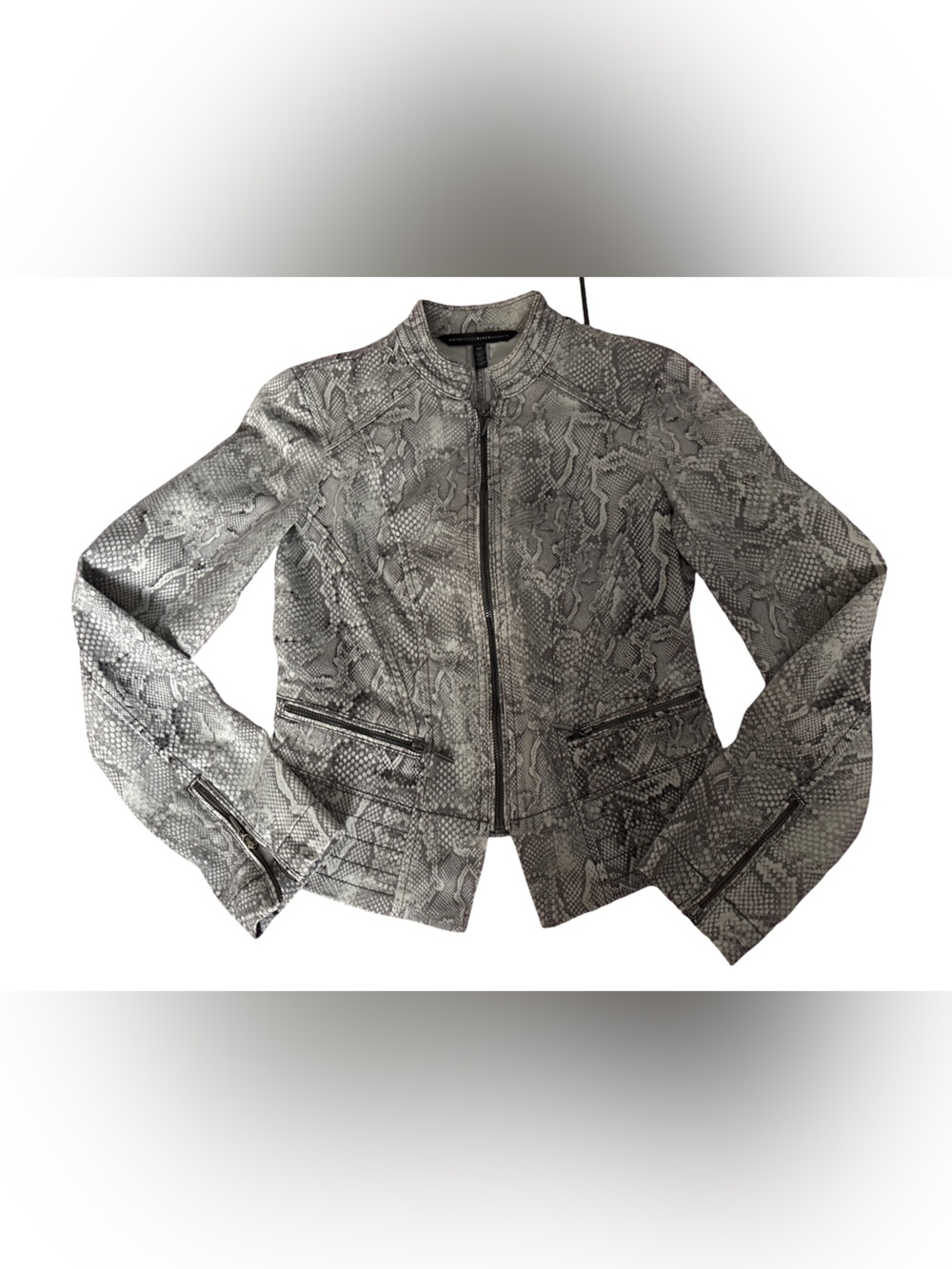 White House Black Market Gray Snake-Print Jacket